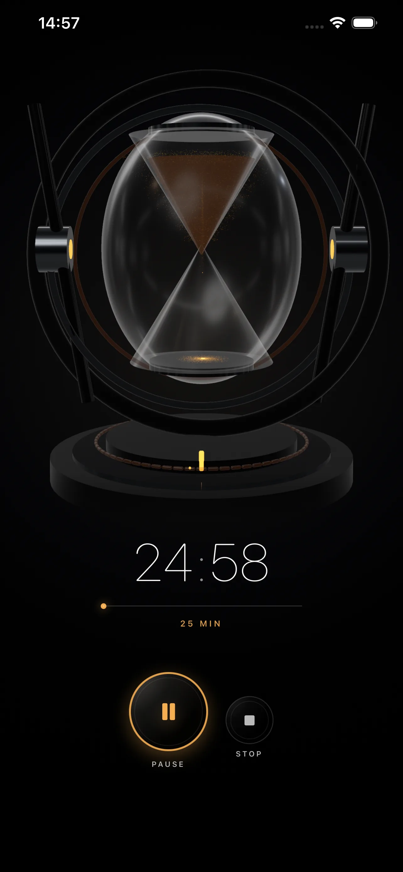 Focus Artifact showing a kinetic Chronos focus session on iPhone
